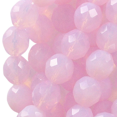 Fire polished Czech beads, 12mm, pink opal. (SKU# GBFP12MM/71200). Sold per pack of 100