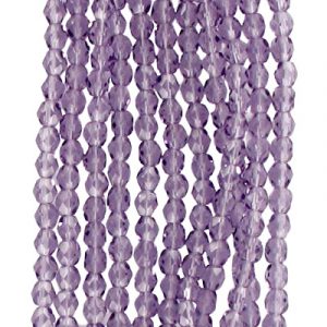 Fire polished Czech beads, transparent, tanzanite, 4mm. (SKU# GBFP4MM/20500). Sold per pack of 600