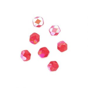Fire polished Czech beads, AB light siam, 4mm. (SKU# GBFP4MM/518). Sold per pack of 600