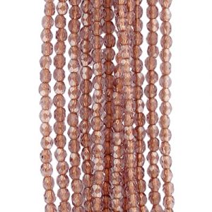 Fire polished Czech beads, transparent light amethyst copper lined, 4mm. (SKU# GBFP4MM/68130). Sold per pack of 600