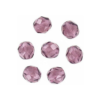 Billes de verre tchèques polies au feu, amethyst strung, 6mm. Vendu en paquet de 300. (SKU# GBFP6MM/202)