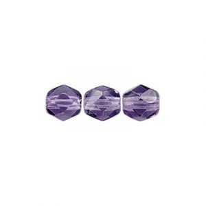 Fire polished Czech beads, transparent, tanzanite, 6mm. (SKU# GBFP6MM/20500). Sold per pack of 300