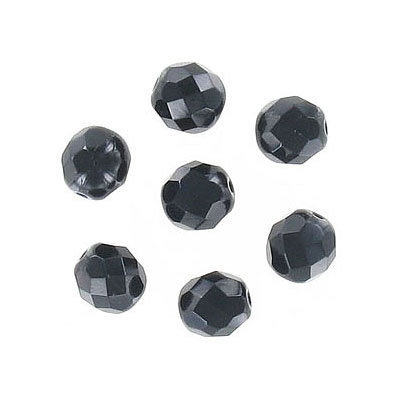 Fire polished Czech beads, jet, 6mm. (SKU# GBFP6MM/212). Sold per pack of 300