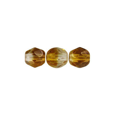 Fire polished Czech beads, crystal topaz, 6mm. (SKU# GBFP6MM/29013). Sold per pack of 300