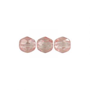 Fire polished Czech beads, light rose, 6mm. (SKU# GBFP6MM/45018). Sold per pack of 300