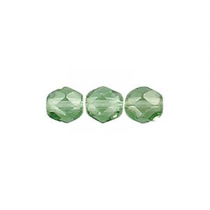 Fire polished Czech beads, transparent tourmaline green, 6mm. (SKU# GBFP6MM/50560). Sold per pack of 300