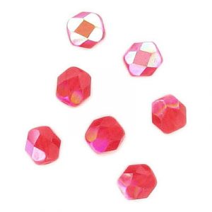 Fire polished Czech beads, AB light siam, 6mm. (SKU# GBFP6MM/518). Sold per pack of 300