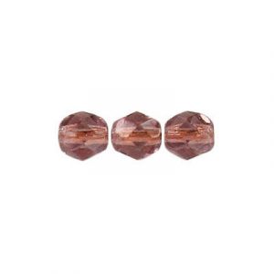 Fire polished Czech beads, transparent light amet copper lined, 6mm. (SKU# GBFP6MM/68130). Sold per pack of 300