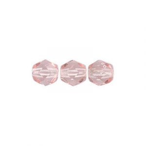 Fire polished Czech beads, transparent rosaline, 6mm. (SKU# GBFP6MM/70110). Sold per pack of 300