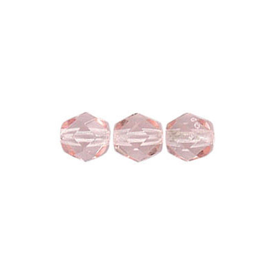 Fire polished Czech beads, transparent rosaline, 6mm. (SKU# GBFP6MM/70110). Sold per pack of 300