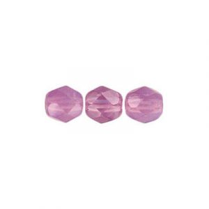 Fire polished Czech beads, rose opal, 6mm. (SKU# GBFP6MM/71010). Sold per pack of 300