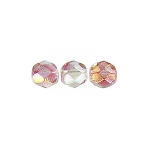Fire polished Czech beads, crystal honey strung, 6mm. (SKU# GBFP6MM/91002). Sold per pack of 300