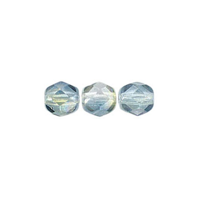 Fire polished Czech beads, crystal green blue, 6mm. (SKU# GBFP6MM/91008). Sold per pack of 300
