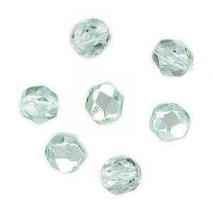 Fire polished Czech beads, sea green cal, 6mm. (SKU# GBFP6MM/97353). Sold per pack of 300