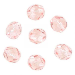 Fire polished Czech beads, rosaline, 8mm. (SKU# GBFP8MM/244). Sold per pack of 300