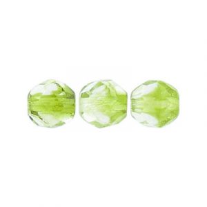 Fire polished Czech beads, 8mm size, crystal/olivine. (SKU# GBFP8MM/50231). Sold per pack of 300