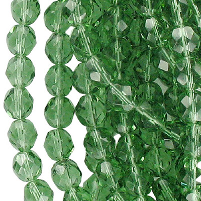 Fire polished Czech beads, transparent tourmaline green, 8mm. (SKU# GBFP8MM/50560). Sold per pack of 300