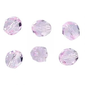Fire polished Czech beads, transparent pink, 8mm. (SKU# GBFP8MM/70200). Sold per pack of 300