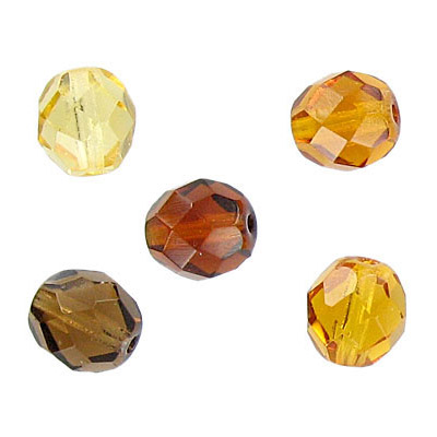Fire polished Czech beads, mix topaz, 8mm. (SKU# GBFP8MM/99920). Sold per pack of 300