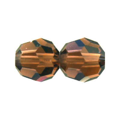 Billes de verre Preciosa coupées à la machine, 8mm, rondes à facettes, smoked topaz. Vendu en paquet de 72. (SKU# GBMC8MM/226)