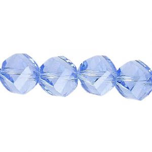 LIQUIDATION! Billes de verre coupées à la machine, à facettes, torsadées (helix), cordon de 7 pouces, 19 pièces, 10mm, light sapphire. Vendu en paquet de 1 corde(s). (SKU# GBMCH10FT/217)