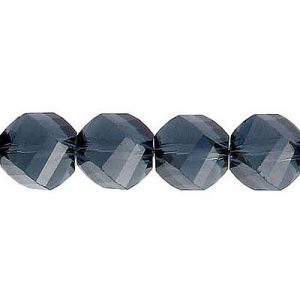 LIQUIDATION! Billes de verre coupées à la machine, à facettes, torsadées (helix), cordon de 7 pouces, 19 pièces, 10mm, morion. Vendu en paquet de 1 corde(s). (SKU# GBMCH10FT/264)