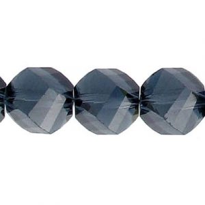 LIQUIDATION! Billes de verre coupées à la machine, à facettes, torsadées (helix), cordon de 7 pouces, 17 pièces, 12mm, morion. Vendu en paquet de 1 corde(s). (SKU# GBMCH12FT/264)