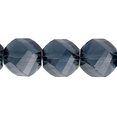 LIQUIDATION! Billes de verre coupées à la machine, à facettes, torsadées (helix), cordon de 7 pouces, 17 pièces, 12mm, morion. Vendu en paquet de 1 corde(s). (SKU# GBMCH12FT/264)