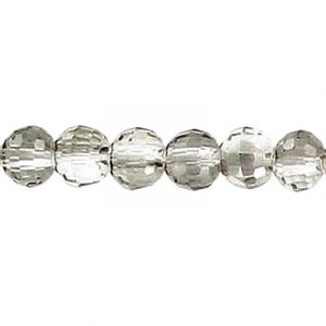 LIQUIDATION! Machine cut glass beads, 6mm, faceted (96), crystal silver shade, 8 inch strand. (SKU# GBMCH696/441). Sold per pack of 1 strand(s).