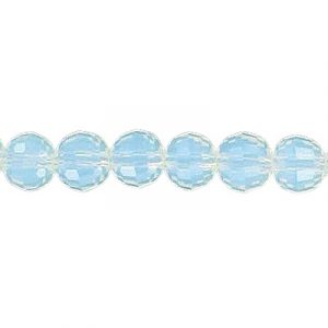 LIQUIDATION! Machine cut glass beads, 6mm, faceted (96), opal, 8 inch strand. (SKU# GBMCH696/OPAL). Sold per pack of 1 strand(s).