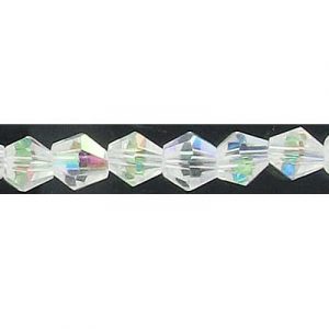 LIQUIDATION! Machine cut glass beads, 6mm, bicone, AB crystal. (SKU# GBMCH6BI/301). Sold per pack of 1 strand(s).