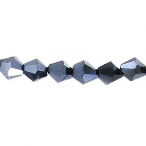 LIQUIDATION! Machine cut glass beads, 6mm, bicone, jet/hematite. (SKU# GBMCH6BI/532). Sold per pack of 1 strand(s).