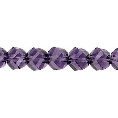 LIQUIDATION! Machine cut glass beads, faceted, twist (helix), 7 inch strand, 32 pieces, 6mm, amethyst. (SKU# GBMCH6FT/202). Sold per pack of 1 strand(s).