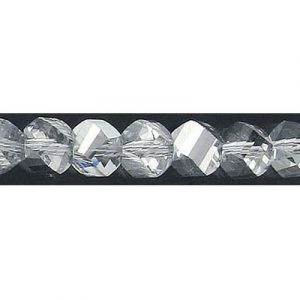 LIQUIDATION! Billes de verre coupées à la machine, à facettes, torsadées (helix), cordon de 7 pouces, 32 pièces, 6mm, crystal cal. Vendu en paquet de 1 corde(s). (SKU# GBMCH6FT/302)
