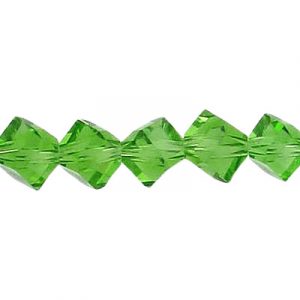 LIQUIDATION! Machine cut glass beads, 6x6mm, irregular cube, corner drilled, 7 inch strand, fern green. (SKU# GBMCH6X6IC/152). Sold per pack of 1 strand(s).