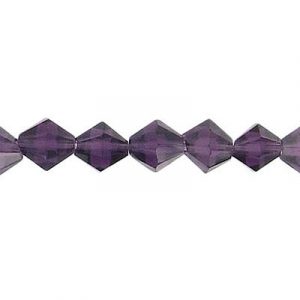 LIQUIDATION! Machine cut glass beads, 6x6mm, bicone, 8 inch strand, tanzanite. (SKU# GBMCH6X6/246). Sold per pack of 1 strand(s).