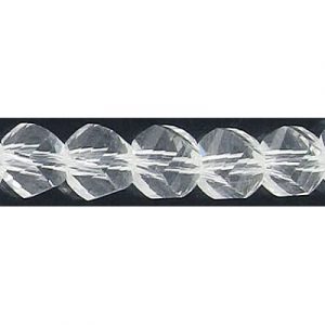 LIQUIDATION! Billes de verre coupées à la machine, à facettes, torsadées (helix), cordon de 7 pouces, 28 pièces, 8mm, crystal. Vendu en paquet de 1 corde(s). (SKU# GBMCH8FT/101)