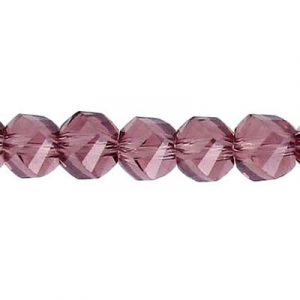 LIQUIDATION! Billes de verre coupées à la machine, à facettes, torsadées (helix), cordon de 7 pouces, 28 pièces, 8mm, dark amethyst. Vendu en paquet de 1 corde(s). (SKU# GBMCH8FT/202B)