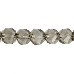 LIQUIDATION! Billes de verre coupées à la machine, à facettes, torsadées (helix), cordon de 7 pouces, 28 pièces, 8mm, black diamond. Vendu en paquet de 1 corde(s). (SKU# GBMCH8FT/204)