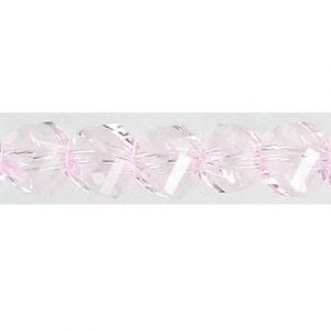 LIQUIDATION! Billes de verre coupées à la machine, à facettes, torsadées (helix), cordon de 7 pouces, 28 pièces, 8mm, light rose. Vendu en paquet de 1 corde(s). (SKU# GBMCH8FT/216)