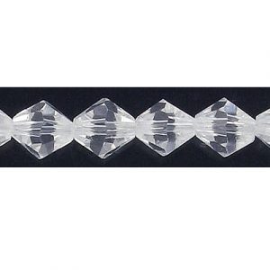 LIQUIDATION! Machine cut glass beads, 8x8mm, bicone, 8 inch strand, crystal. (SKU# GBMCH8X8/101). Sold per pack of 1 strand(s).