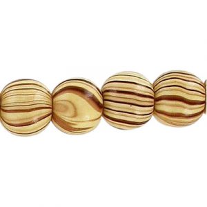 LIQUIDATION! Bille de bois, ronde, 12mm, rayure zébrée brune, corde de 17 pouces, 44 pièces appx.. Vendu en paquet de 1 corde(s). (SKU# WB12MM/ZBRN)