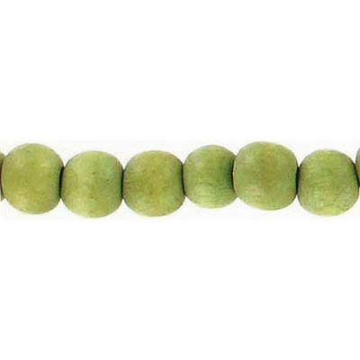 Bille de bois, 6mm, rond, olive, diamètre intérieur apx. 2.50mm, 67 billes par corde, cordes de 16 pouces. Vendu en paquet de 12. (SKU# WBP6MM/OLIVE)