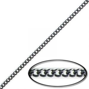 LIQUIDATION! Chain curb link, length 2.6mm, width 1.9mm, thickness 0.5mm, 20 metres, black nickel plate, brass core. (SKU# CC/150S/BN). Sold per pack of 1 spool(s).