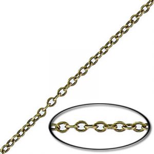 Chaîne de câble soudé, lien de 2.00x2.55mm, fil de 0.30mm, 30 mètres, laiton antique, base de laiton. Vendu en paquet de 1 bobine(s). (SKU# CC/245SF/OXBR)