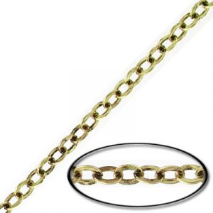 Chaîne de câble soudé, lien de 3.5mm, 20 mètres, patiné, base de laiton. Vendu en paquet de 1 bobine(s). (SKU# CC/270SF/OXPA)