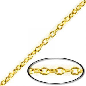 Chain, cable link, 0.8mm wire, 3.1x3.6mm link, stainless steel, grade 304, gold vacuum plating, 5 meters. (SKU# CC/280S/GSS). Sold per pack of 1 spool(s).