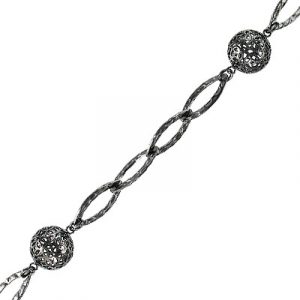 LIQUIDATION! Chaîne à maillons, avec boule de 12 mm en finition nickel noir, 3 mètres, base laiton. Vendu en paquet de 1 bobine(s). (SKU# CC/293G3/BN)