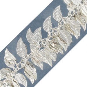 LIQUIDATION! Leaf chain, silver plate, leaf: length 14mm x width 6mm x thickness 0.60mm, link: width 3.50mm x thickness 0.60mm, 2 meters, steel core. (SKU# CC/417LF/SPL). Sold per pack of 1 spool(s).