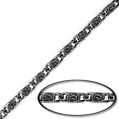 LIQUIDATION! Chaîne, plaqué nickel noir, longueur 8mm x largeur 3mm x épaisseur 0.80mm, 5 mètres, base acier. Vendu en paquet de 1 bobine(s). (SKU# CC/546/BN)